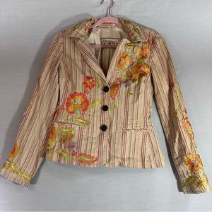 Johnny Was Floral Striped Blazer S